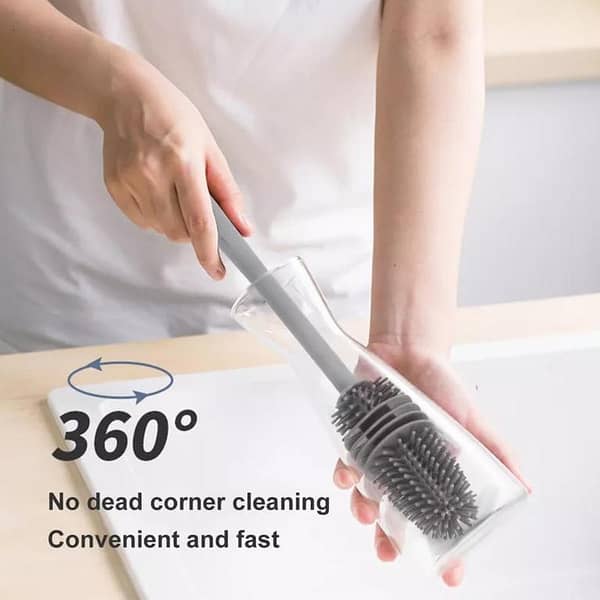 Silicone Bottle Cleaning Brush with Long Handler Kitchen Cleaning Tool For Baby Feeder Bottle Wash Baby Feeder cleaning brush, Bottle Cleaning,Mini Rubber Cleaning Brush, Bottle Cleaner Glass Cup