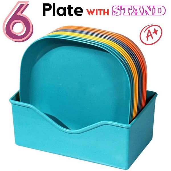 10 Plate with Stand Food Grade Plate Plastic Multi-function Creative Spit Bone Dish Household Dish Round Square Elliptical Plate Set Dining Table Garbage Plate