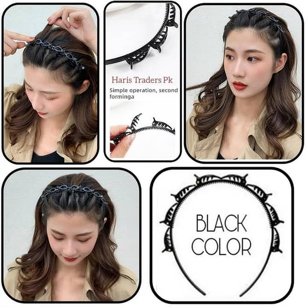 Hair Band Headband with Double Layer Twist Plait Design