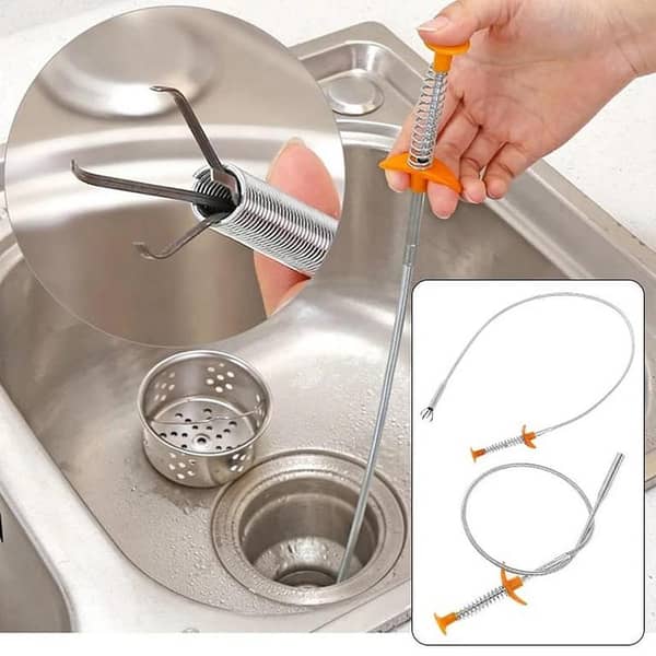 Drain Clog Remover Tool, 56.49cm Hair Catcher Shower Drain Cleaner, Sink Snake for Kitchen & Bathroom Tub Cleaning, Flexible Metal & Plastic Plumbing Snake Accessory