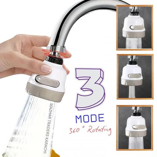 360° Rotatable Kitchen Faucet Head with 3 Modes: Pulse, Shower, and Combo Jet – Water-Saving, Easy Install, ABS Plastic & Stainless Valve