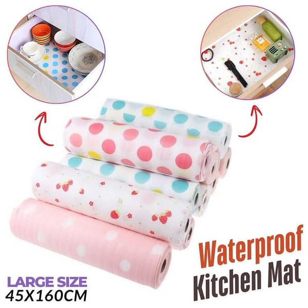 Waterproof Printed Fridge Mats 45x160 cm | Kitchen Drawer Liners, Dust-Proof and Damp-Proof PET Sheet