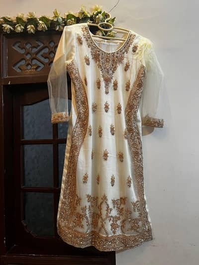 net embroidery suit full stitched with banarsi Garara urgent sale