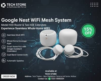 Google Nest Wifi Router And Two Points – Pack of 3  1* H2D 2H2E