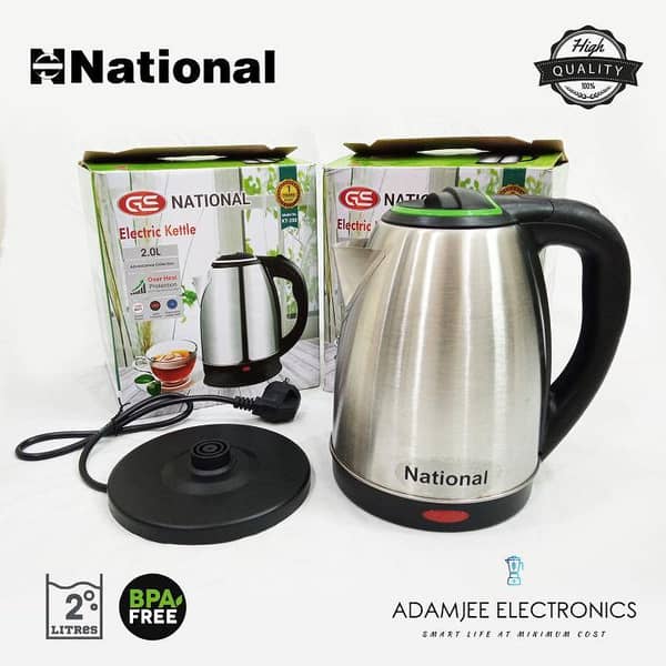 Imported Electric Kettle, 2L, 1500W, Stainless Steel with Auto Switch for Safe Rapid Boiling