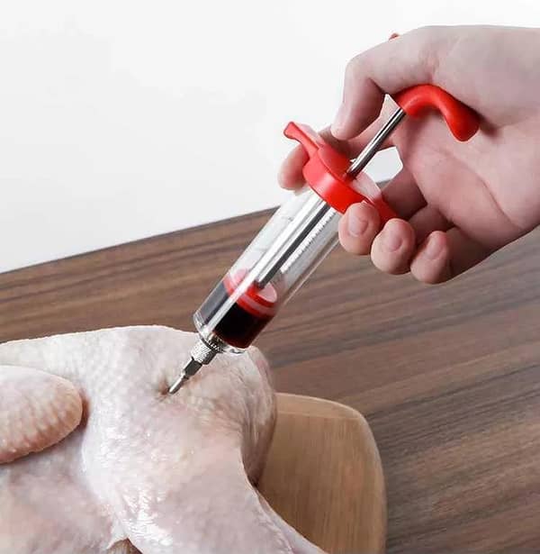 Kitchen Seasoning Syringe – BBQ Meat Marinade Injector with Stainless Steel Needle for Turkey and Chicken