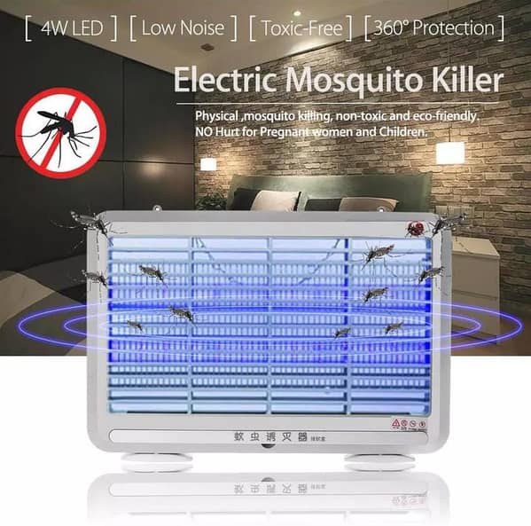 220V 8W LED Mosquito Killer Lamp, Model 979722, Gray ABS Insect Trap