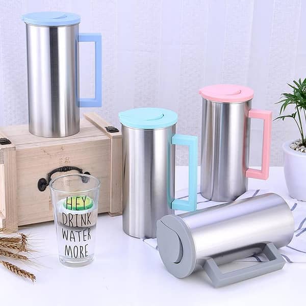 1.8 Liter Large Stainless Steel Water Pitcher Jug Drinks Juice Beverage Jugs