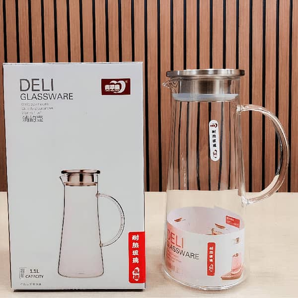 STEEL LID JUG, GPH 27 HIGH QUALITY BOROSILICATE MADE, can use for juices,beverages etc do not collide with hard material