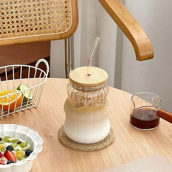 500ml Transparent Glass Cup Exquisite Heat-resistant Tumbler Tea Juice Milk Coffee Mug Water Glasses Stripe Mug Drinkware