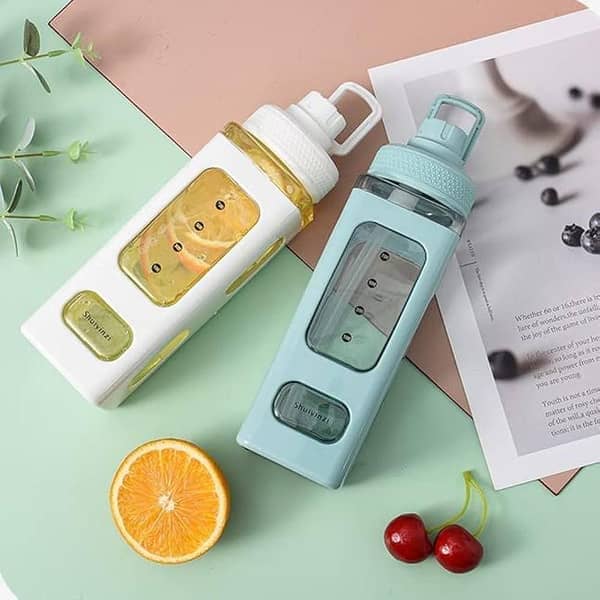 Pastel Water Bottle 700ml Shaker Water Bottle with Sticker Cute Plastic Tea Milk Portable Drink Bottle for Girl and Child