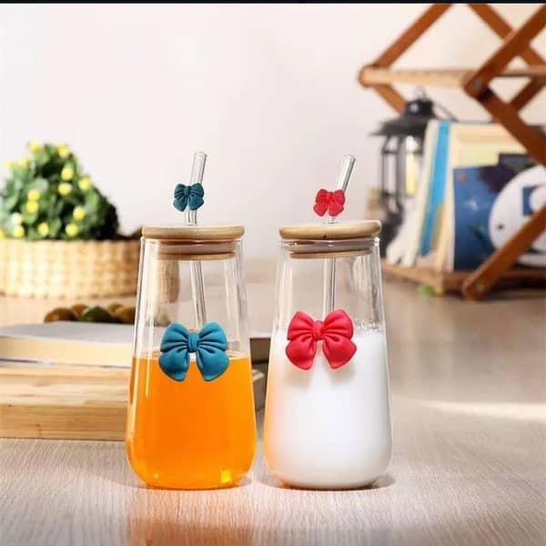 1PC AIR TIGHT Bow Round SQUARE GLASS JUICE Mug JAR ,high quality borosilicate ,can use for juices ,beverages etc