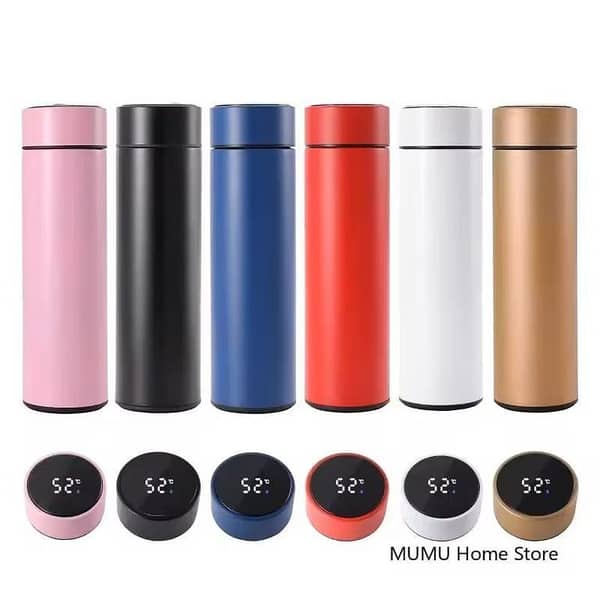 Temperature Water Bottle, LED Temperature Display, Hot Cold Vacuum Flasks, stainless Steel Thermos, LED 500ML Smart Thermos