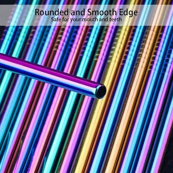 Rainbow Color Stainless Steel Straws  Metal Straw for Drinking Juice | Eco Friendly & Reusable