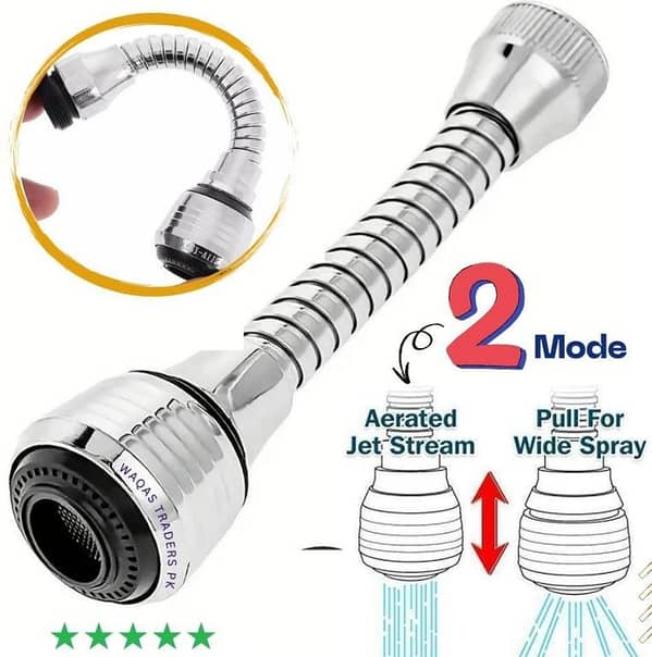 Adjustable 2-Mode Kitchen Faucet Spray Nozzle with Fine Filter Holes and 7-Layer Bubbler for Water Saving