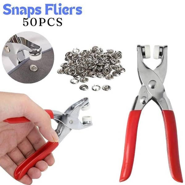 50 PCS Snaps, Tich Button Machine with Fastener Pliers – Grommet Tool Kit for Leather, Fabric, Clothing
