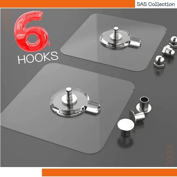 10-Pack Self-Adhesive Transparent Wall Hooks (Waterproof PVC) for Home Decor and Organization