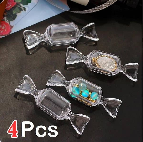 Transparent Candy-Shaped Mini Jewelry Box for Rings, Earrings, and Necklaces | Plastic Organizer