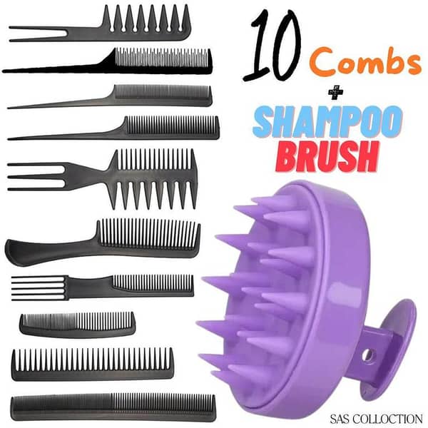 Someday Silicone Shampoo Brush 10-Set Hair Scalp Massager Comb for Wet & Dry Use