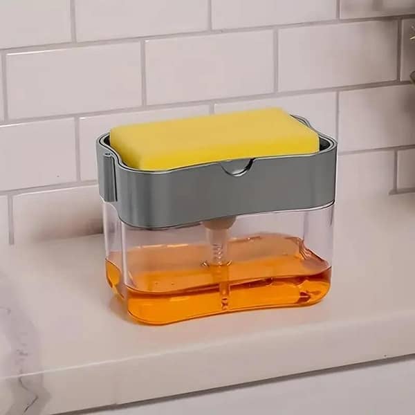 2-in-1 Scrubbing Liquid Detergent Dispenser and Sponge Caddy (Press-Style)