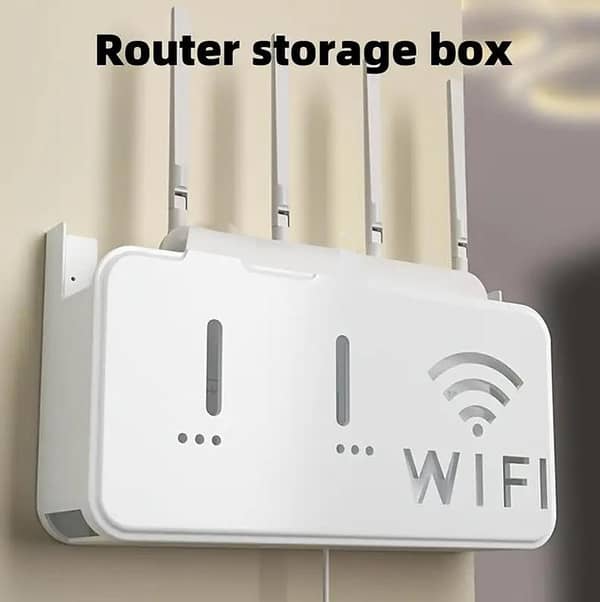 Wall Mounted WiFi Router Shelf Box – ABS Plastic Router Holder & Cable Organizer, Space-Saving Wall Bracket for Home or Office