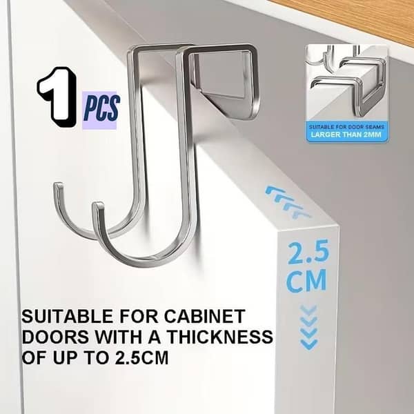 Steel Hooks Free Punching, Double S-Shaped Hooks for Kitchen, Bathroom, and Office – Durable Coat and Towel Hangers