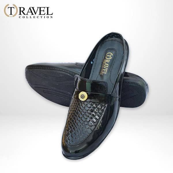 Travel Collection - Patent Leather Half Loafers for Men, Black