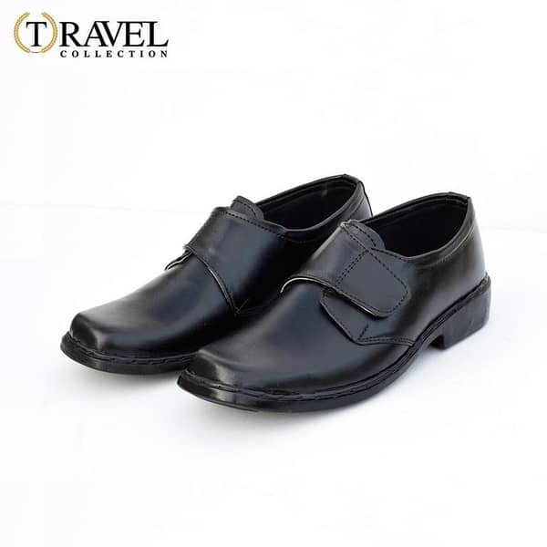 Travel Collection - School Shoes for Boys, Black, Hook & Loop Closure, Comfortable and Durable