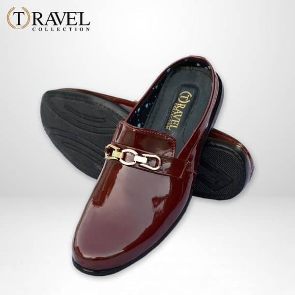 Travel Collection Patent Loafers for Men – Maroon Half Loafers, Premium Glossy Leather