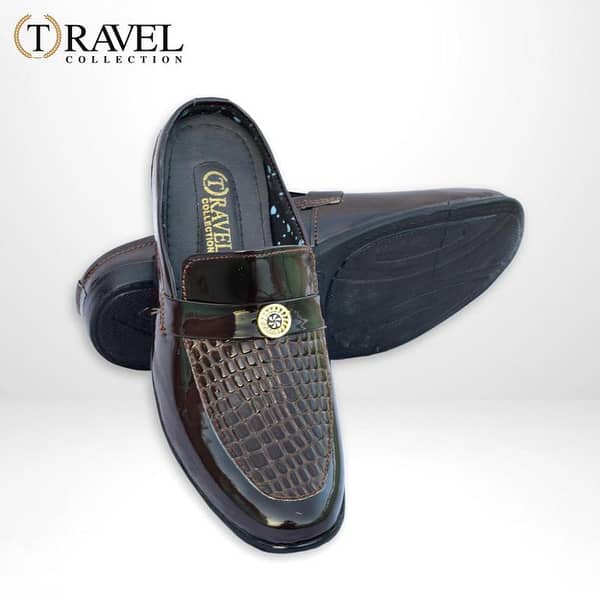 Travel Collection Patent Loafers for Men - Brown Half Loafers, Glossy Patent Leather