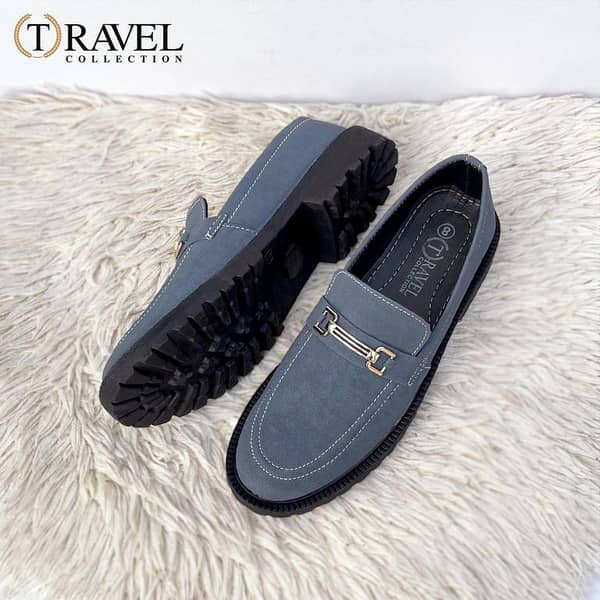 Travel Collection: Suede Chunky Loafers for Men – Gray