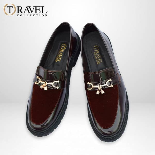 Travel Collection Chunky Loafers Shoes by Travel Collection – Formal Men’s Brown Patent Leather-Style Loafers