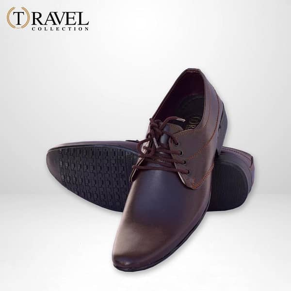 Travel Collection - Synthetic Leather Formal Shoes for Men in Brown