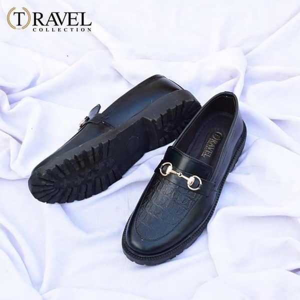 Travel Collection Chunky Loafers Shoes – Black, Synthetic Leather Formal Footwear for Men