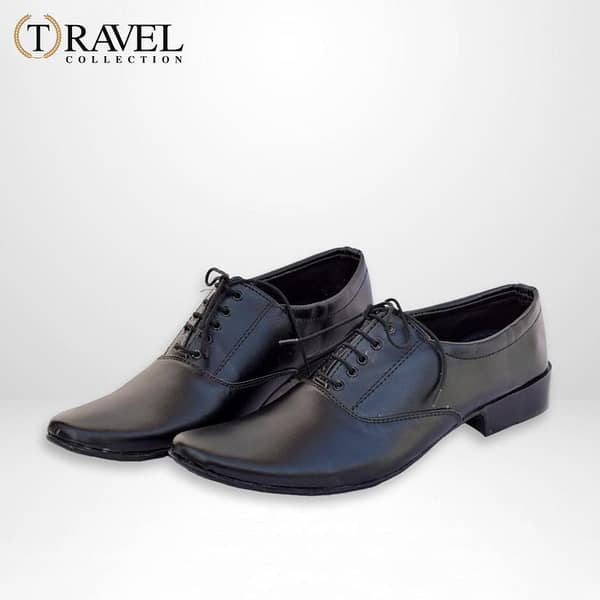 Travel Collection: Synthetic Leather Formal Shoes for Men — Black