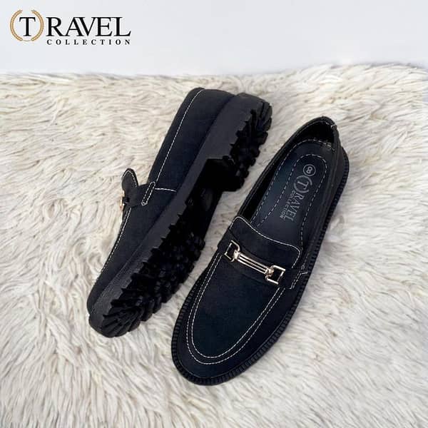 Travel Collection Suede Chunky Loafers for Men, Black