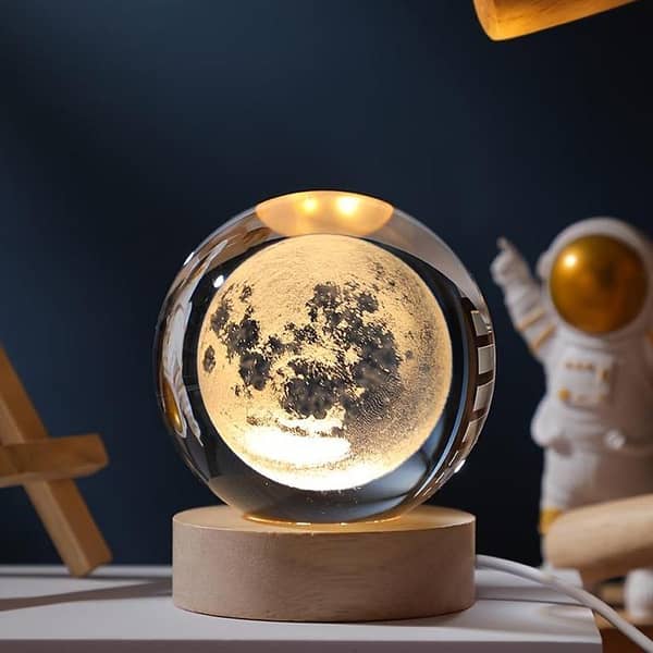Crystal Ball Night Light - Desktop Lamp for Dinner Table, Office, Dorm, or Home Decor, Space-Themed Lighting