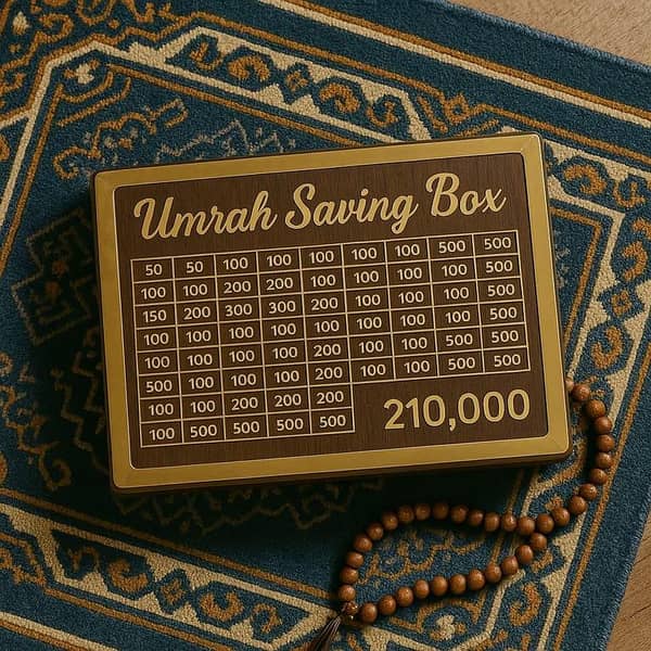 Wooden Saving Box – Umrah Saving Box (Wooden Box for Saving Money)