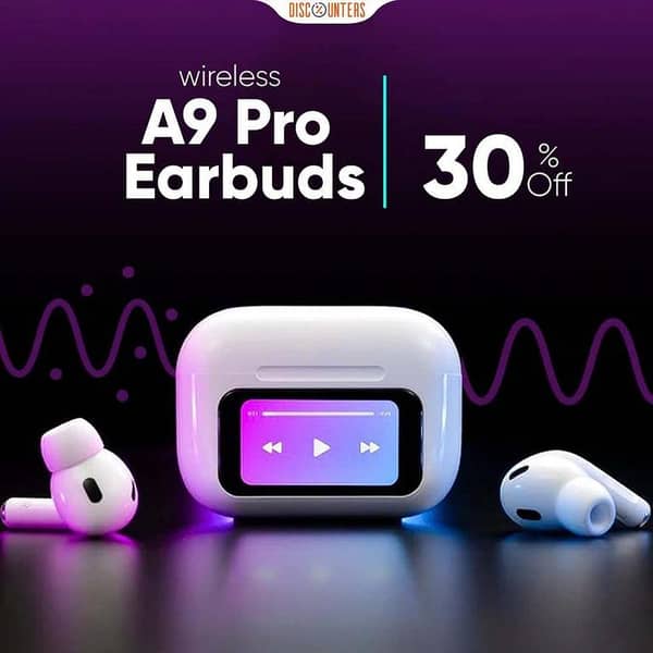 A9 Pro 2 Earbuds with LCD Touchscreen, ANC, and Bluetooth 5.3