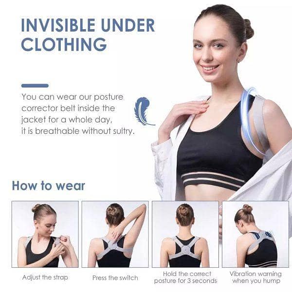 Smart Electric Posture Belt – Adjustable Vibrating Back Brace with USB Charging