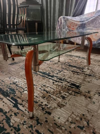 Center Table with 8mm glass top and center glass.