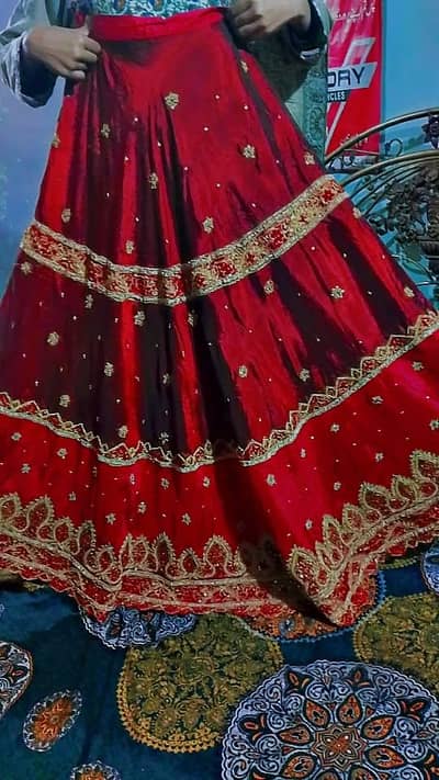 bridal lehenga three piece with choli and fully embroidered duppatta