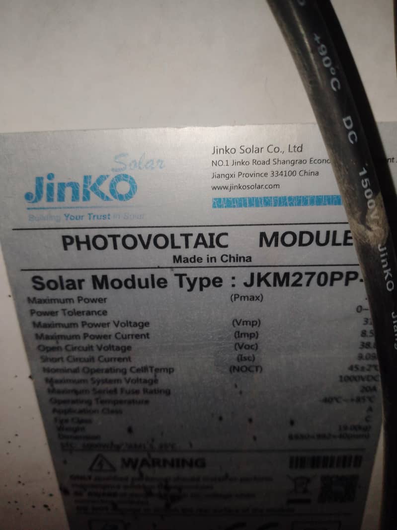 Jinko solar panels 270watt 15 panels & 200watt 6 panels total 21 panel 3