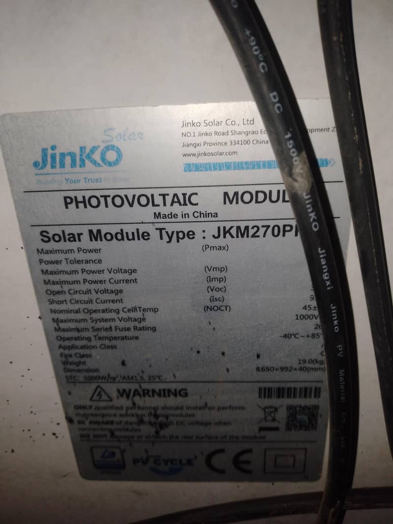Jinko solar panels 270watt 15 panels & 200watt 6 panels total 21 panel 4