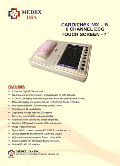 Medex USA IN - ECG MACHINE - 3/6/13 Channel