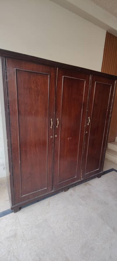 3 door Pure wood solid wardrobe | 3 door wooden Almaari
