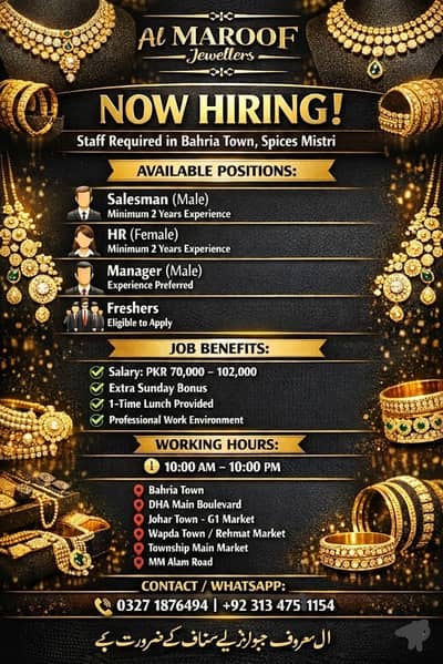 Urgent Hiring | Salesman & Manager| Male Staff | Bahira Town