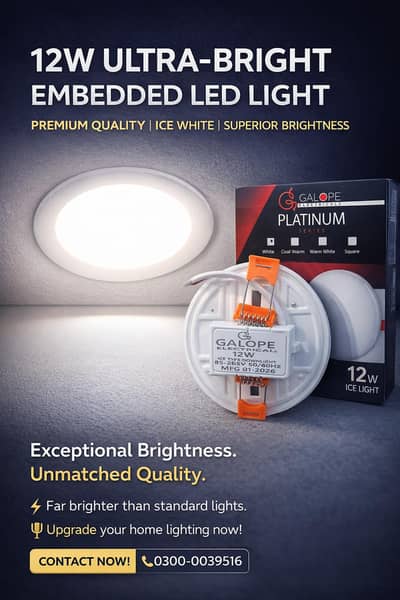 12W Ultra Bright Embedded LED Light – Platinum Series** 