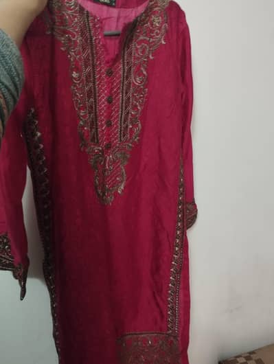 raw silk 3 pcs party wear lime light branded new condition