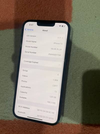 Iphone 13 JV Non PTA 128 gb LLA Model Waterpack